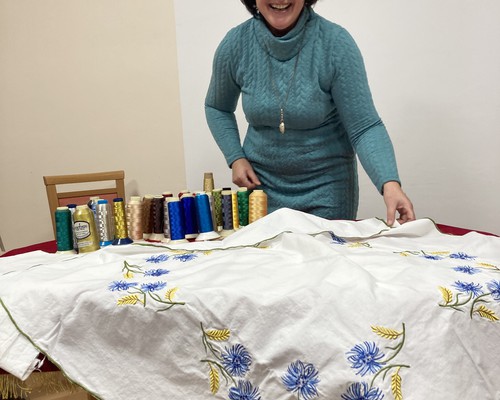 Beseda s paní Blankou Chládkovou - vyšívání praporů, krojů a jiných věcí